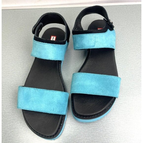 Hunter Original Leather Sandals Suede Sport Sky Blue Size 9 - Picture 12 of 12